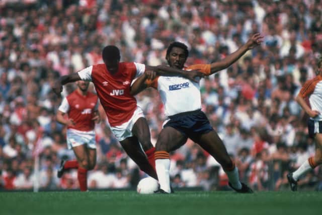 Ricky Hill in action for the Hatters during his playing days