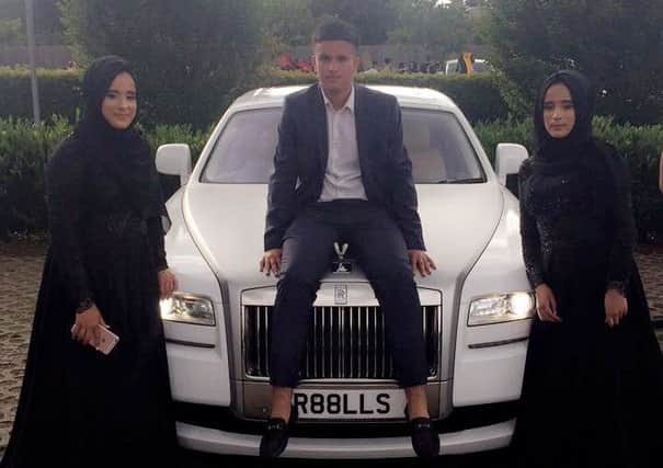 (L-R) Zoya, Hashim and Eesha. Hashim had a Lamborghini and the Rolls-Royce is from A1 Phantoms Ltd.