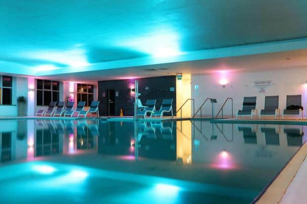 The heated indoor pool at the Titanic spa