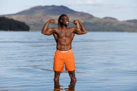 Torgi Squire shows off his girders by cold-water swimming