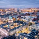Belfast laid out below in all its glory, with sweeping views across the city from the Grand Central Hotel.