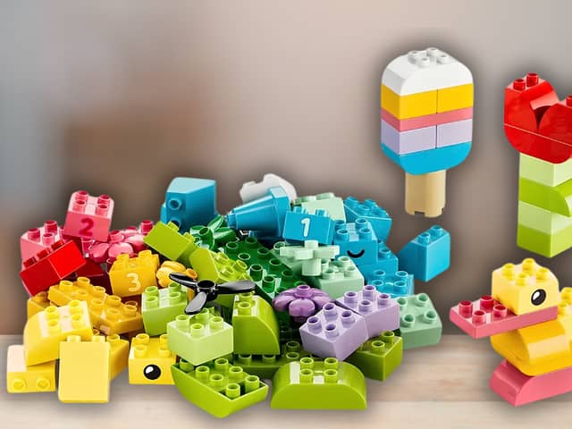 LEGO DUPLO bricks are designed for little hands and can be used to create colourful models through open-ended play.