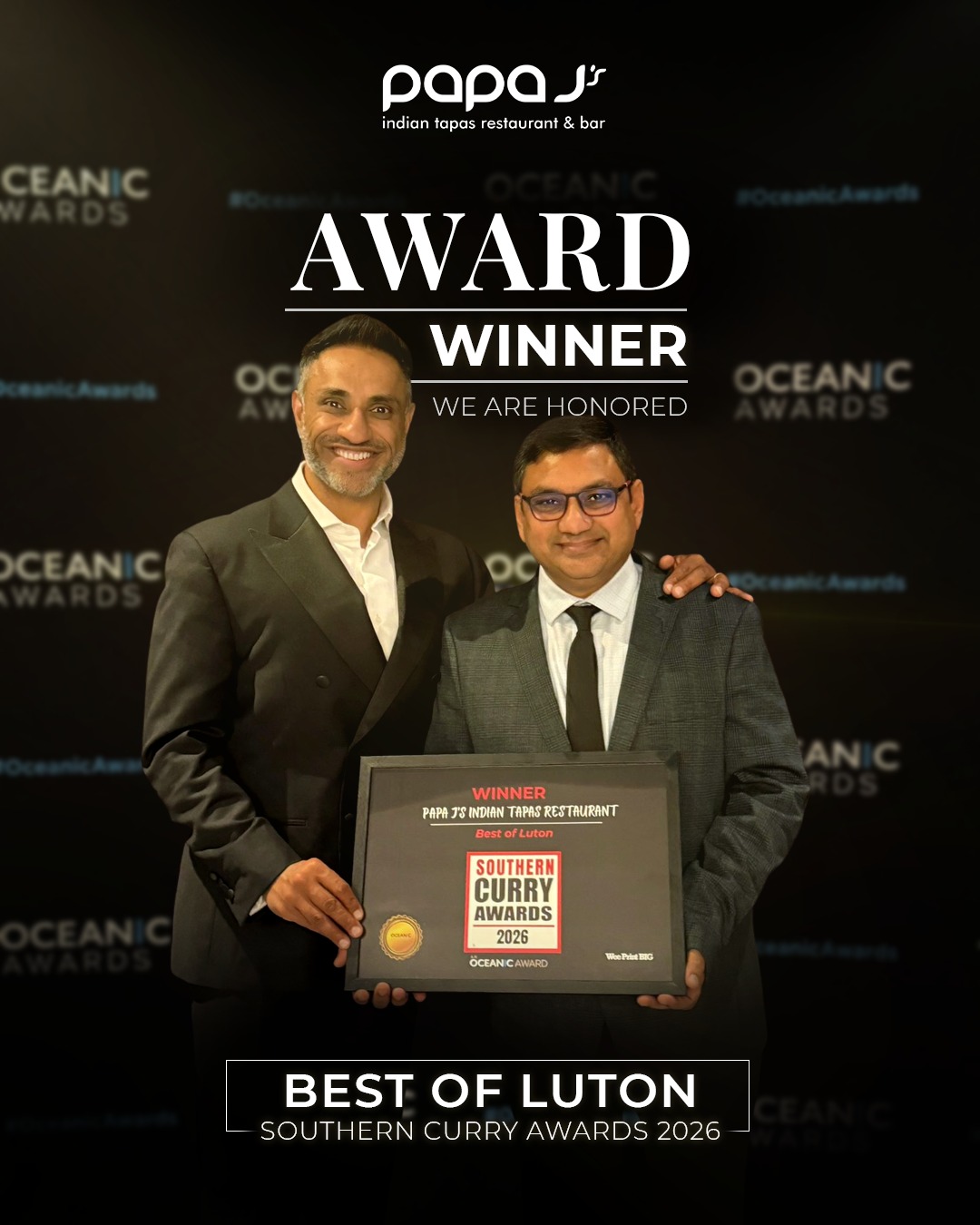 Papa J’s Indian Tapas Restaurant wins ‘Best of Luton’ at Southern Curry ...