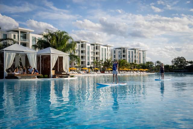Paddle boarding on the lagoon