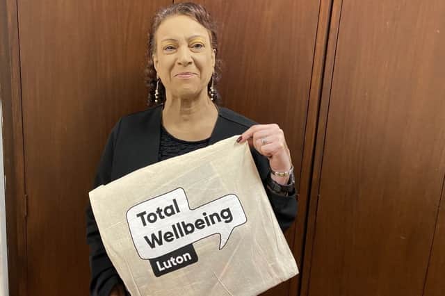 Dr Joan Bailey, representing HM The Lord-Lieutenant of Bedfordshire, at Total Wellbeing Luton's World Mental Health Day 2025 event.
