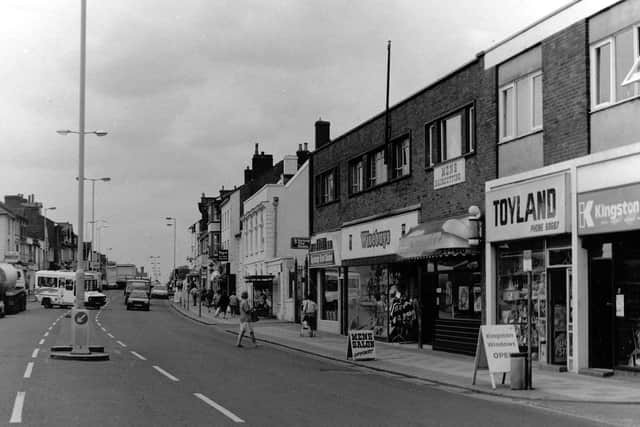 Shops on the site of the old Scott's garage.