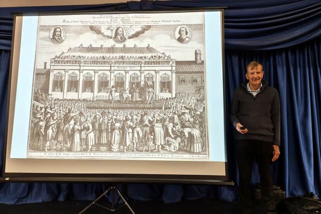 Hugh Garrod during his talk to Dunstable history society.