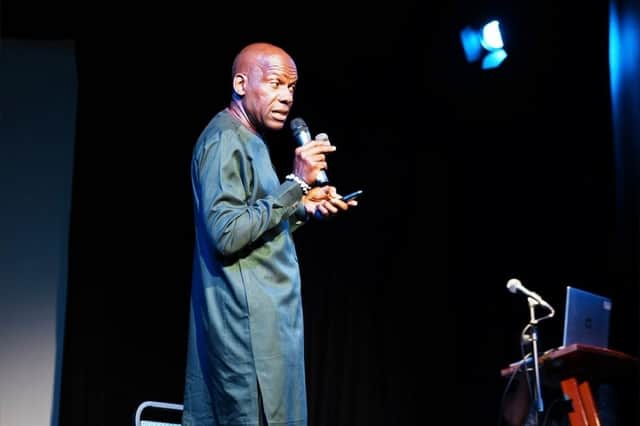 Chidi Umeano from the Over 50s Black Men (O5BM) Forum sharing insights during the event.