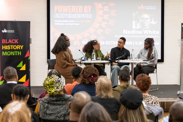 Nadine (left) and the panel