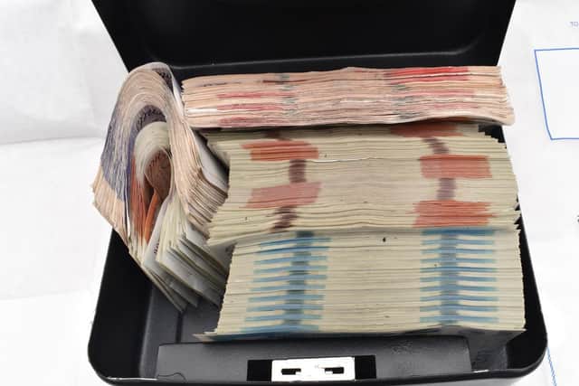 The cash seized from Featherstone