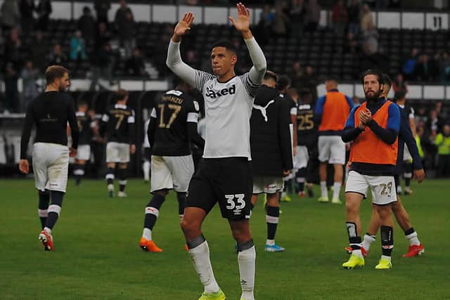 Curtis Davies gets a fine ovation from the Luton fans at Derby County recently