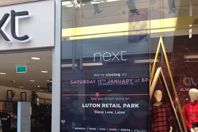 Next in The Mall Luton is closing down. Photo from Luton Developments Facebook page