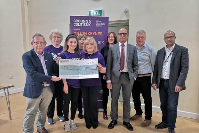 Members of the Luton branch of Foresters Friendly Society presented the cheque to Crohns and Colitis UK