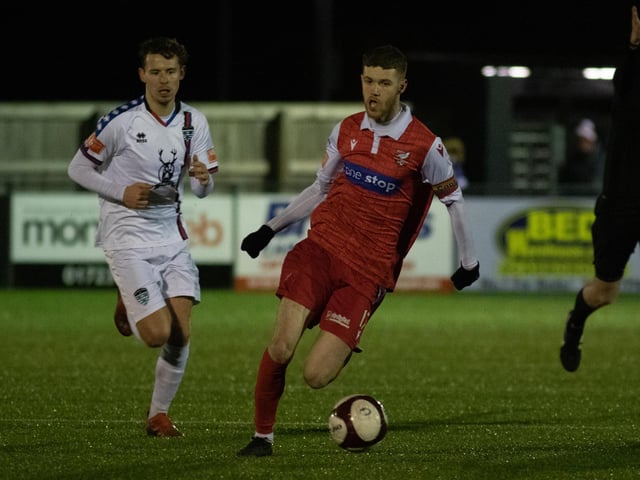 Boro sub Kieran Glynn brings the ball forward