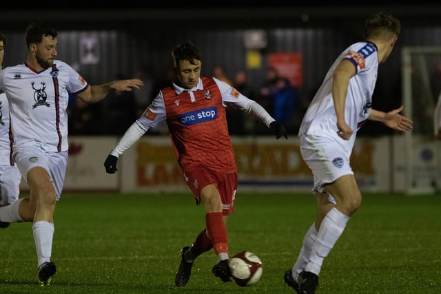 Cameron Wilson on the ball for Boro against Whitby Town