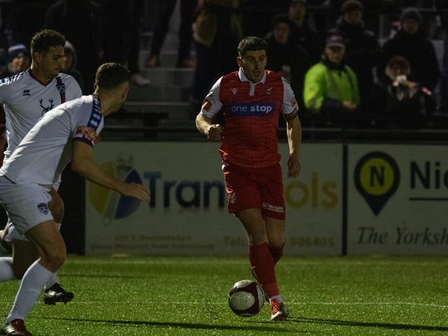 Scarborough Athletic skipper Michael Coulson on the ball