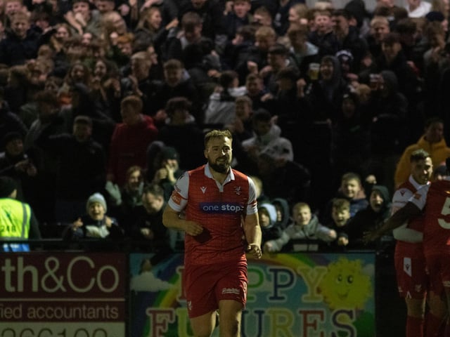 Boro scorer Jake Day celebrates scoring the winner