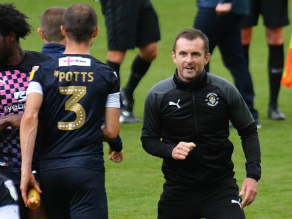 Town boss Nathan Jones enjoys his side's 1-0 win at Swansea on Saturday