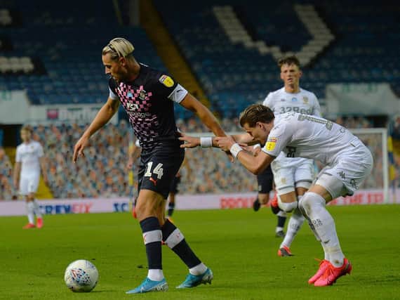 Harry Cornick holds the ball up against Leeds on Tuesday night