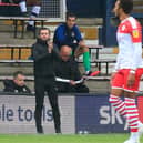 Nathan Jones watches on against Barnsley this evening