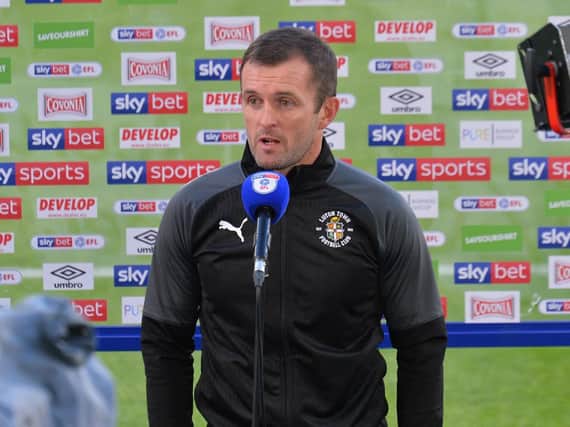 Hatters boss Nathan Jones speaks to Sky after the 2-0 win at Huddersfield