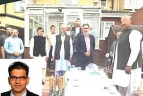 (Inset) Cllr Tahir Malik; an image of the party shared online