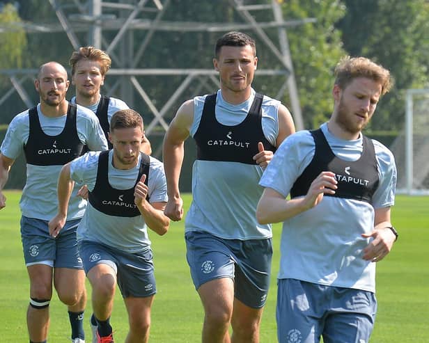 Jordan Clark takes part in pre-season training with his new team-mates at the Brache