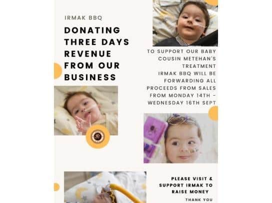 Irmak BBQ are raising money to help their baby cousin