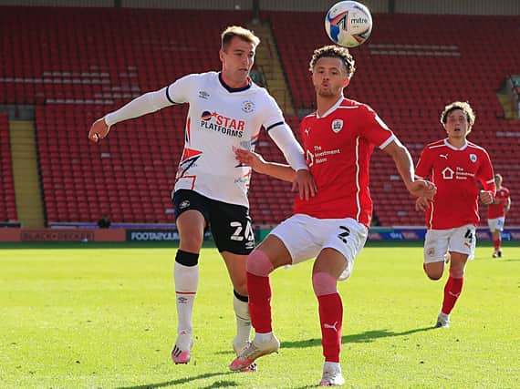 James Bree puts the pressure on during Saturday's 1-0 win at Barnsley