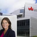 The University of Bedfordshire; (inset) Universities Minister Michelle Donelan