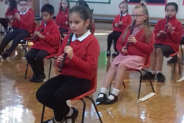 Children have been learning to play the recorder