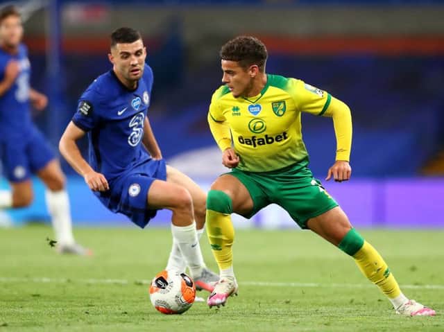 Former Luton youngster Max Aarons in action for Norwich last season