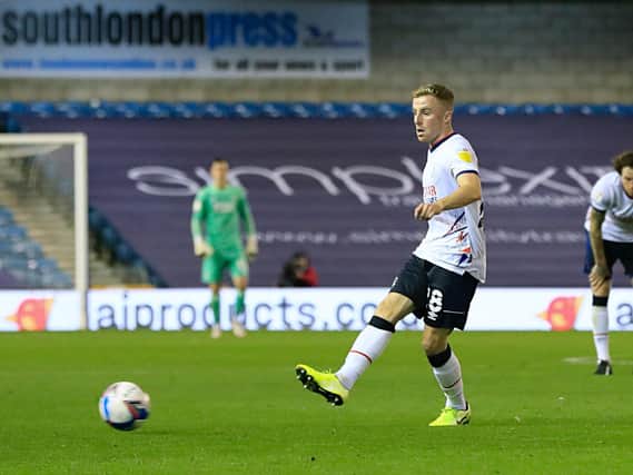 Joe Morrell gets play moving against Millwall on Tuesday night