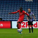Pelly-Ruddock Mpanzu scores the only goal of the game at Hillsborough this afternoon