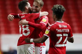 Andrew Shinnie celebrates his first goal for Charlton