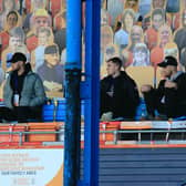 Luton's injured players watch on against Brentford on Saturday
