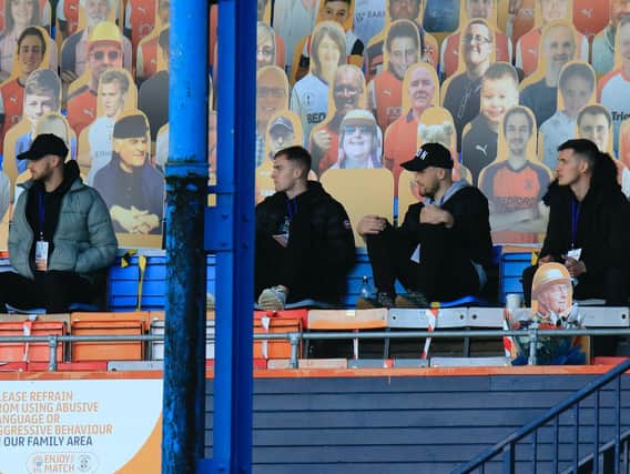 Luton's injured players watch on against Brentford on Saturday