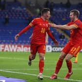 Rhys Norrington-Davies celebrates a goal for Wales this week