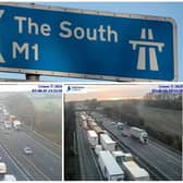Highways England jams cams showed queues on the M1 southbound on Monday morning