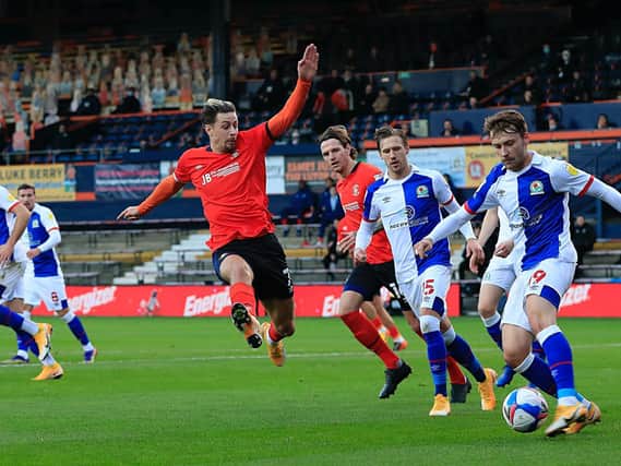 Harry Cornick attempts to block a Blackburn clearance at the weekend