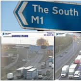 Highways England jamcams showed the queues heading south on the M1 on Wednesday morning