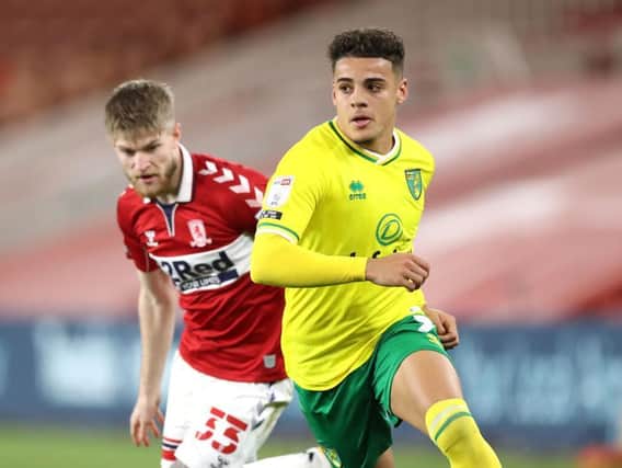 Max Aarons in action for Norwich City