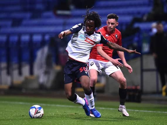 Peter Kioso in action for Bolton Wanderers this season