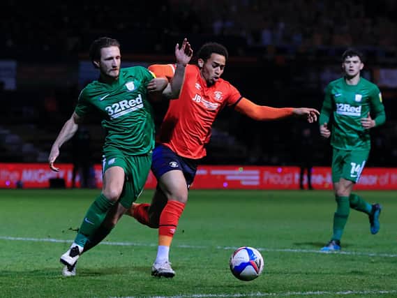 Sam Nombe tussles for the ball against Bournemouth on Saturday