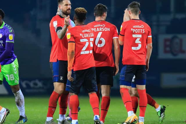 Luton Town players celebrate this season
