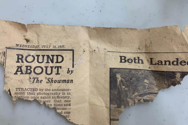 A snippet of the newspaper from July 14, 1937, was discovered