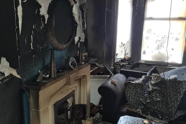The incident was caused by the door of a log burner fire left open     (Credit:  Beds Fire and Rescue Service)