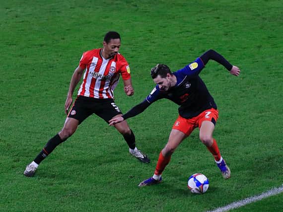 Harry Cornick missed a glorious chance for the Hatters at Brentford last night