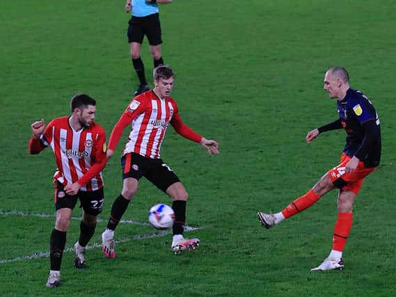 Kal Naismith delivers a cross during Wednesday night's 1-0 defeat to Brentford