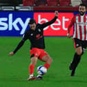 Harry Cornick switches the play against Brentford on Wednesday night